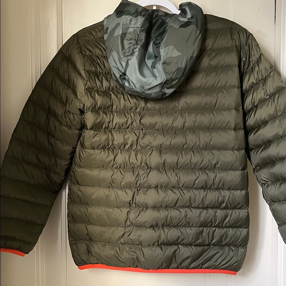 Eddie Bauer Reversible Puffer Jacket with Camouflage Bright Orange Trim Size XL - Picture 13 of 13